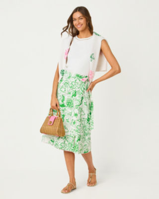 Constance Reversible Midi Wrap Skirt, Putting Green Fleur De Lilly, large