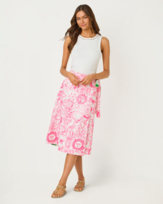 Constance Reversible Midi Wrap Skirt, Putting Green Fleur De Lilly, large image 1