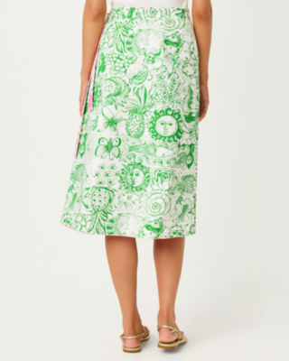 Constance Reversible Midi Wrap Skirt, Putting Green Fleur De Lilly, large image 2
