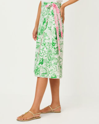 Constance Reversible Midi Wrap Skirt, Putting Green Fleur De Lilly, large image 3