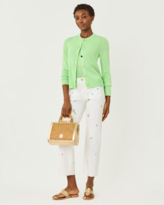 27" Harleen High Rise Crop Jean, Resort White Derby Ditsy Embroidery, large