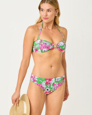 Aleska Bandeau Swim Top, Cherry Blossom Pink Lil Chicken Check, large image 2