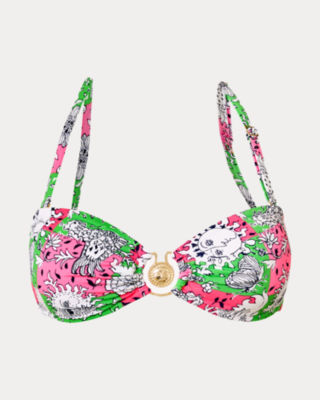 Aleska Bandeau Swim Top, Cherry Blossom Pink Lil Chicken Check, large image 4