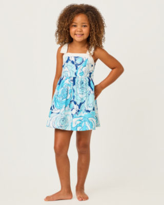 Girls Mini Cheri Dress, Capri Blue Rosanna, large