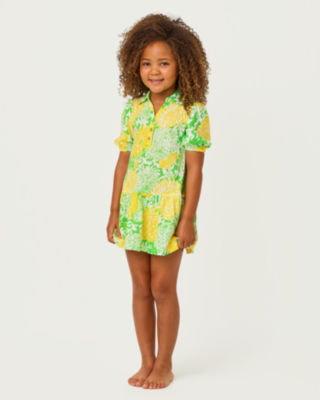 Girls Mini Bingley Dress, Crocodile Green Mumbo Jumbo, large