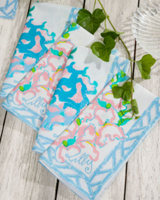 Engineered Printed Dinner Napkins, Multi Lilly Garden Napkin Variety Set, large