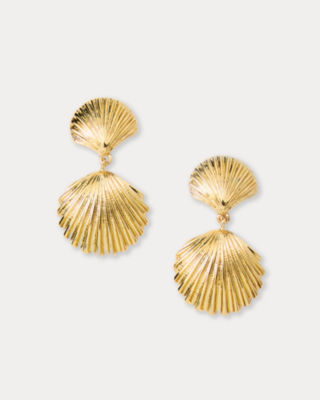 Loren Hope De la Mer Shell Earrings, Gold Metallic, large