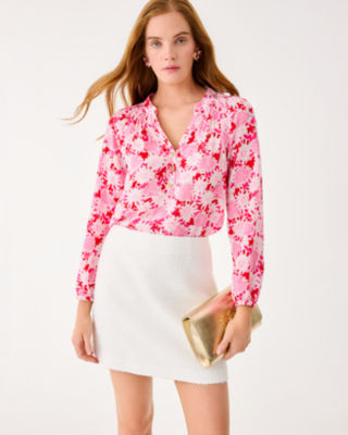 Elsa Silk Top, Coconut Dear Heart, large image 3