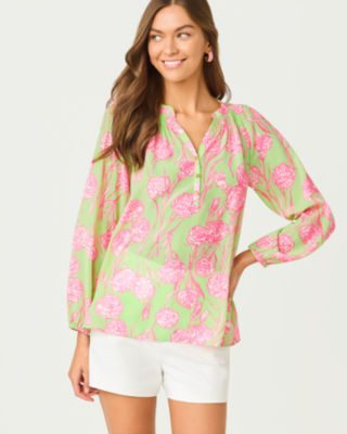 Elsa Silk Top, Pistachio Macaron Alina, large