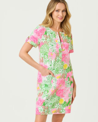 Cameron Popover Dress, Resort White Mum Patch, large