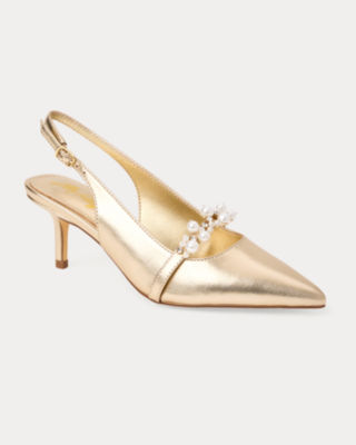 Tamara Pearl Kitten Heel, Gold Metallic, large