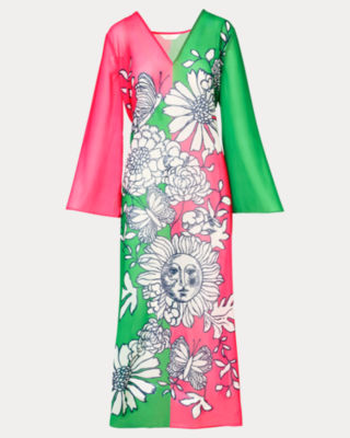 Perry Long Sleeve Maxi Cover-Up, Cherry Blossom Pink Follow The Sun Engineered Coverup, large image 5