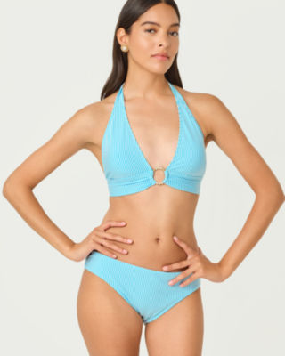 Ketos Bikini Top, Capri Blue Seersucker Stripe, large