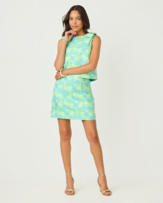 Kels Mini Skirt, Capri Blue Tulip Tango Jacquard, large