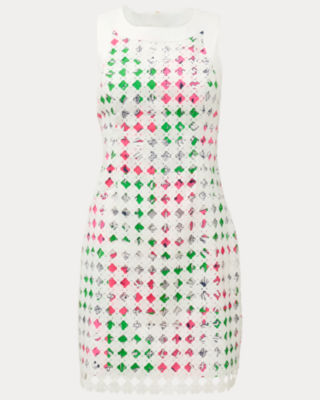 Lydon Lace Shift Dress, Cherry Blossom Pink Chicken Check, large image 7