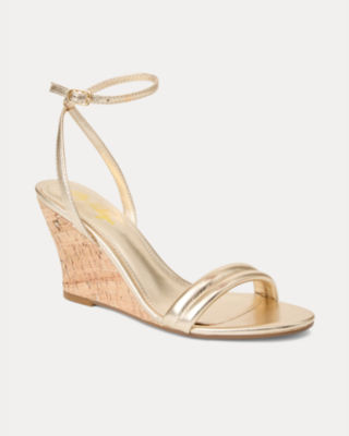 Junie Wedge, Gold Metallic, large