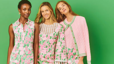 model wearing pink outfit