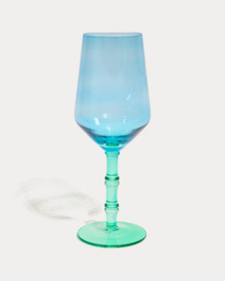 Bamboo Stem Wine Glass Set, Hydrangea Blue, large