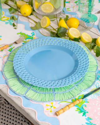 Lattice Ceramic Plate Set, Hydrangea Blue, large