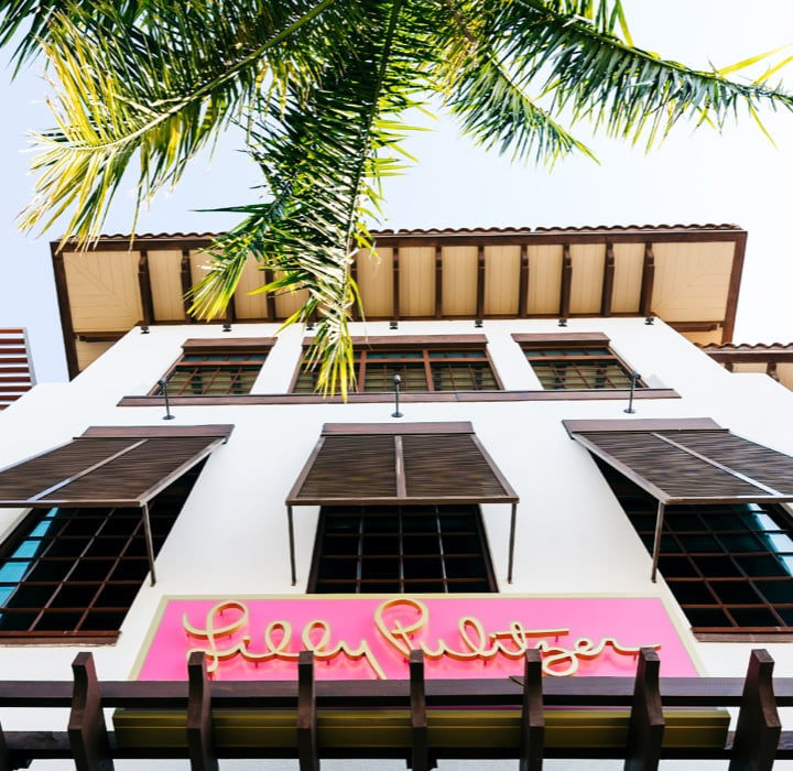 building with lilly pulitzer logo sign