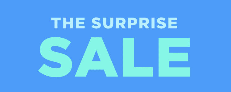 blue background with The Surprise Sale text
