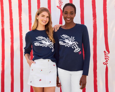 models in navy sweaters