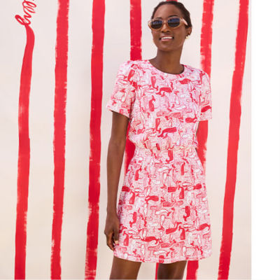model in red and white