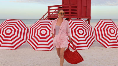 model wearing red white and blue