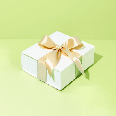 present wrapped with gold bow