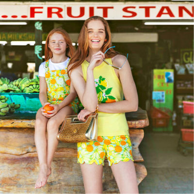 model in yellow outfit