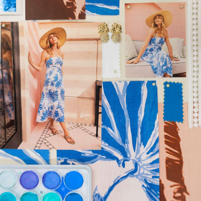 models wearing blue flower print