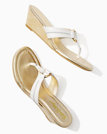Lilly Pulitzer Women's Mckim Wedge Sandals In White Size 8 -