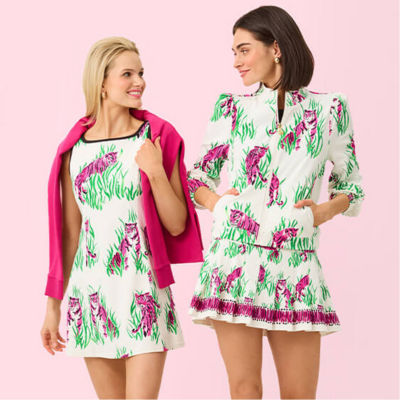 model in bright print activewear