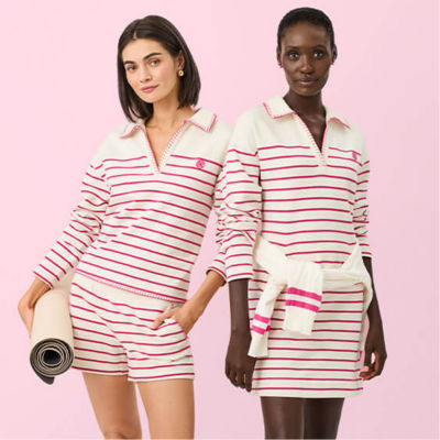 model in striped loungewear