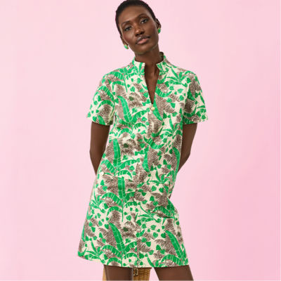 model in green dress
