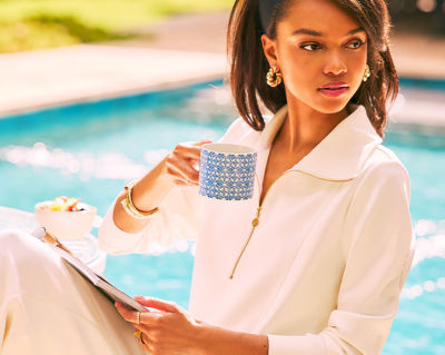 model wearing colorful loungewear