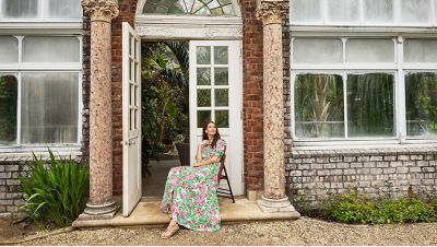 models wearing printed dress