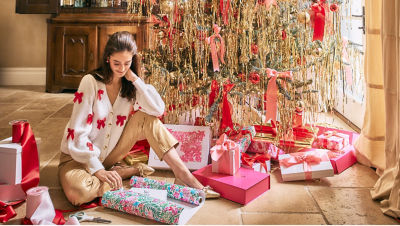 models wearing sweater with bows