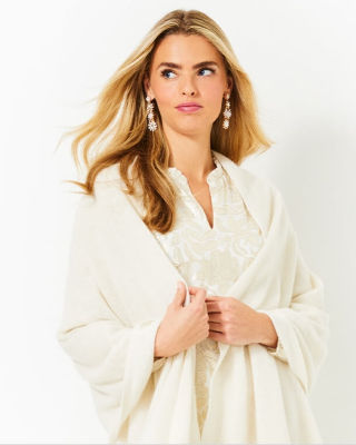 model wearing cashmere wrap