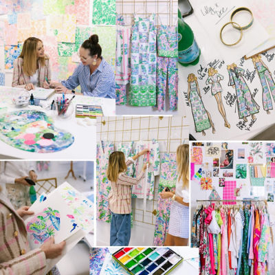 model in printed dress