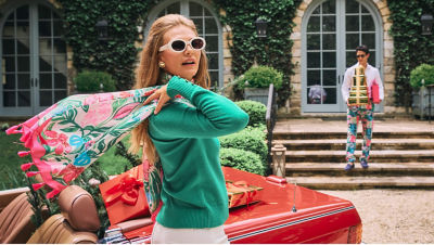 models wearing matching pink dresses