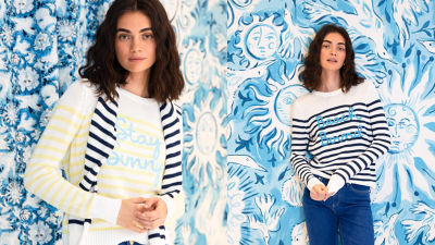 models wearing sweater with bows