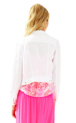 Seaspray Linen Jacket, Resort White, large image 2 - Lilly Pulitzer