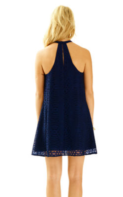 Quinn Halter Swing Dress, True Navy Knotty Lace, large image null - Lilly Pulitzer