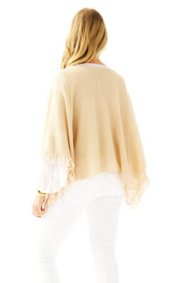 Beatrice Fringe Sweater Wrap, Gold Metallic, large image 3 - Lilly Pulitzer