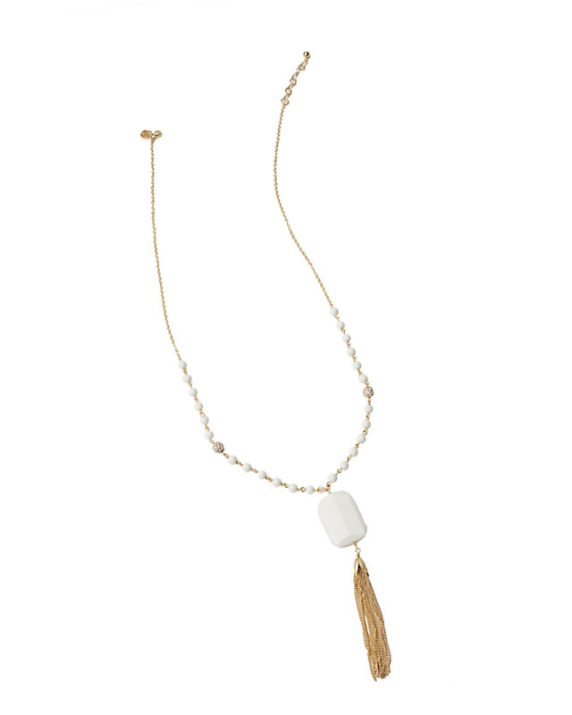 Coastal Tassel Necklace, Resort White, large - Lilly Pulitzer