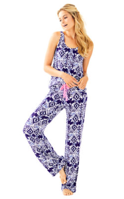Knit PJ Pant, Bright Navy Tons Of Fun, large  - Lilly Pulitzer