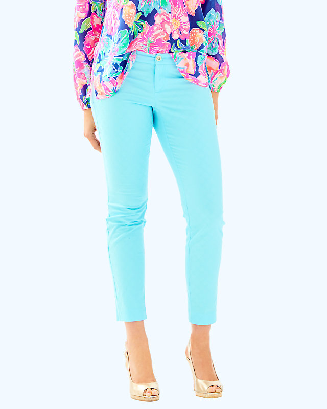 29" Kelly Textured Ankle Length Skinny Pant, Seasalt Blue, large - Lilly Pulitzer