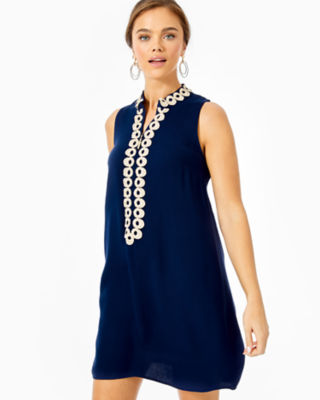 lilly pulitzer navy blue and gold dress