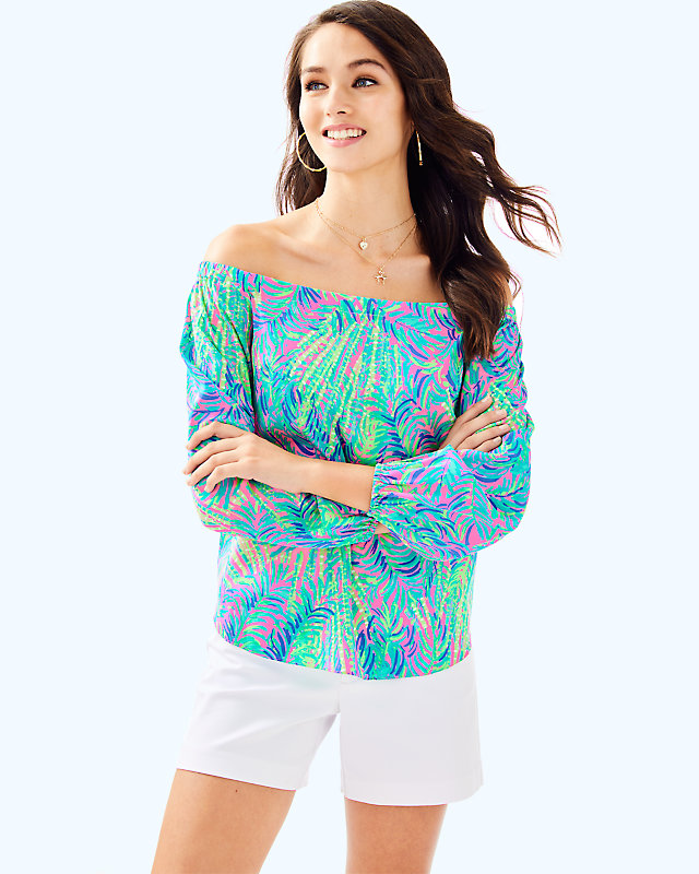 Adira Silk Off The Shoulder Top, , large - Lilly Pulitzer